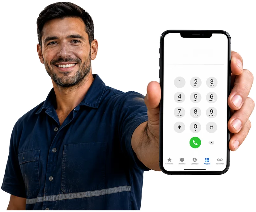 Plumber answering a Carlingford enquiry by phone